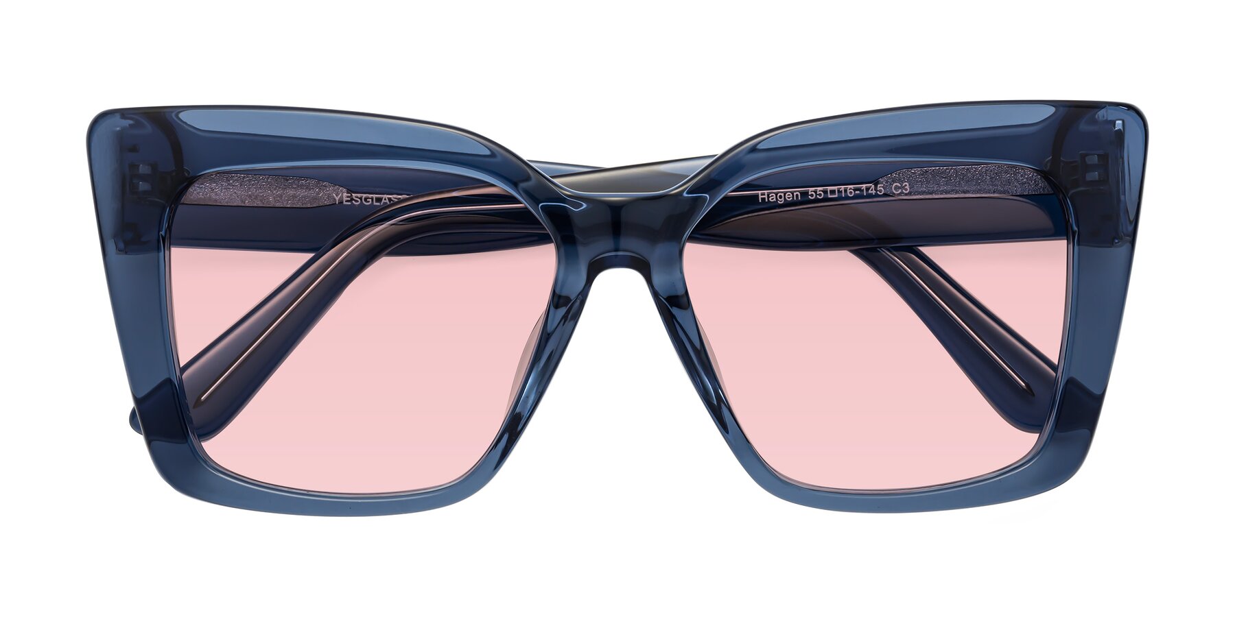 Folded Front of Hagen in Translucent Blue with Light Garnet Tinted Lenses