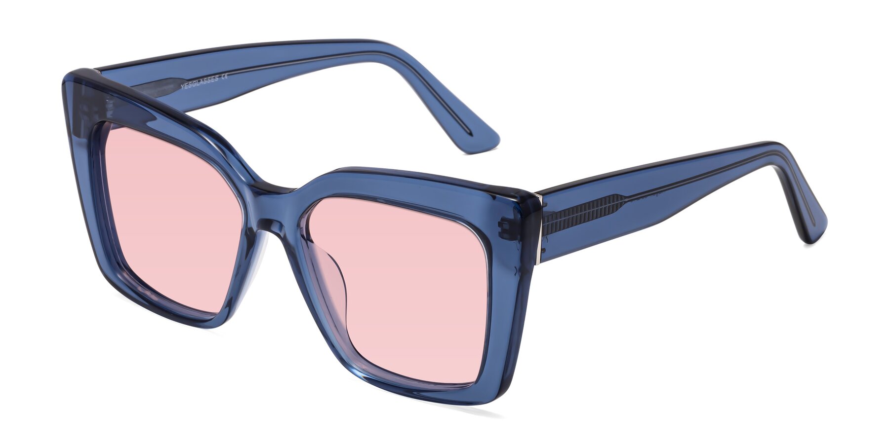 Angle of Hagen in Translucent Blue with Light Garnet Tinted Lenses