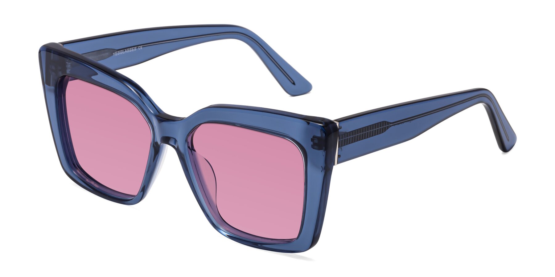 Angle of Hagen in Translucent Blue with Medium Wine Tinted Lenses