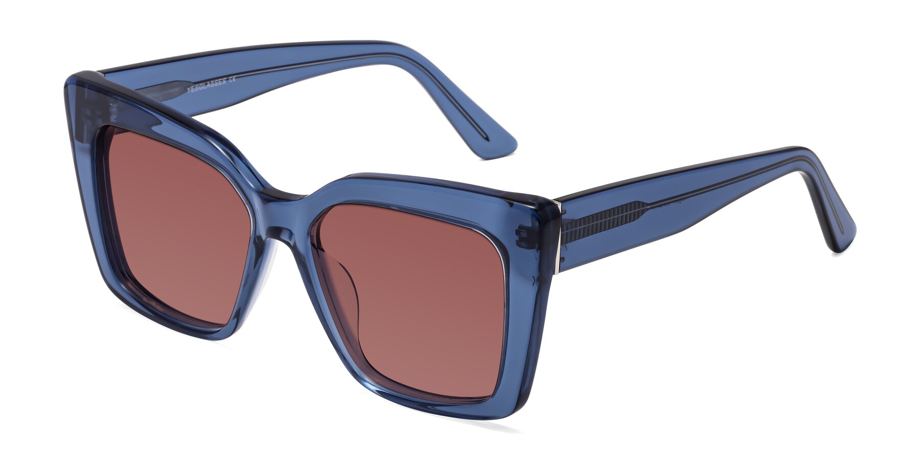 Angle of Hagen in Translucent Blue with Garnet Tinted Lenses