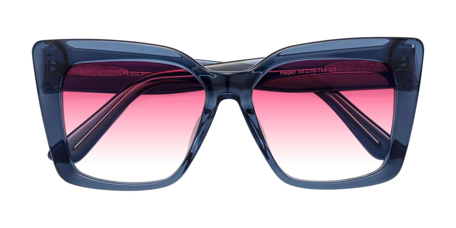 Folded Front of Hagen in Translucent Blue with Pink Gradient Lenses