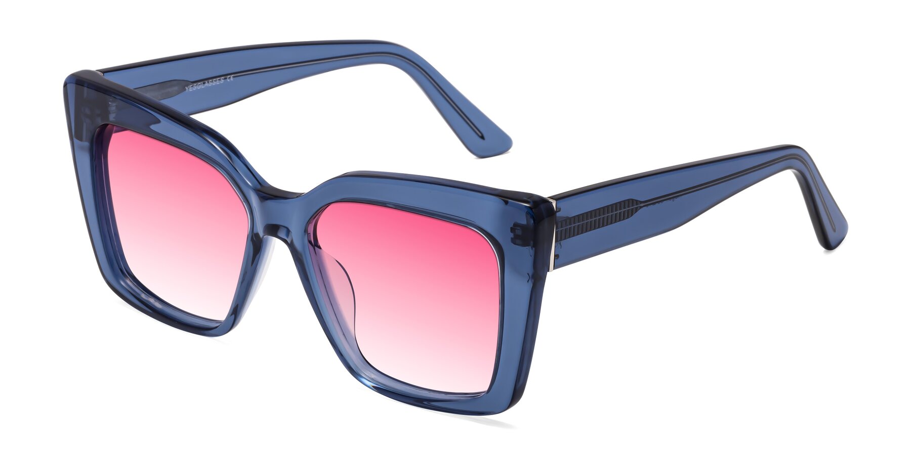 Angle of Hagen in Translucent Blue with Pink Gradient Lenses