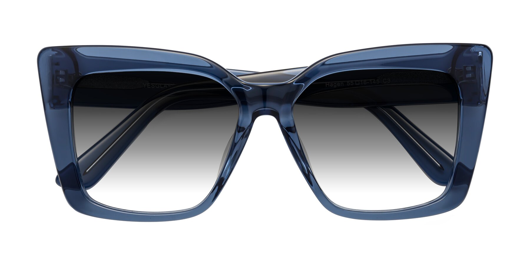 Folded Front of Hagen in Translucent Blue with Gray Gradient Lenses