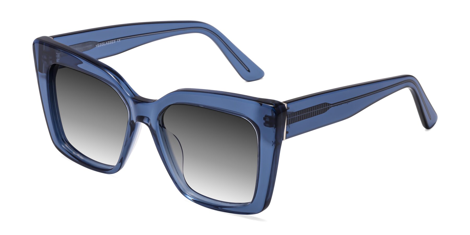 Angle of Hagen in Translucent Blue with Gray Gradient Lenses