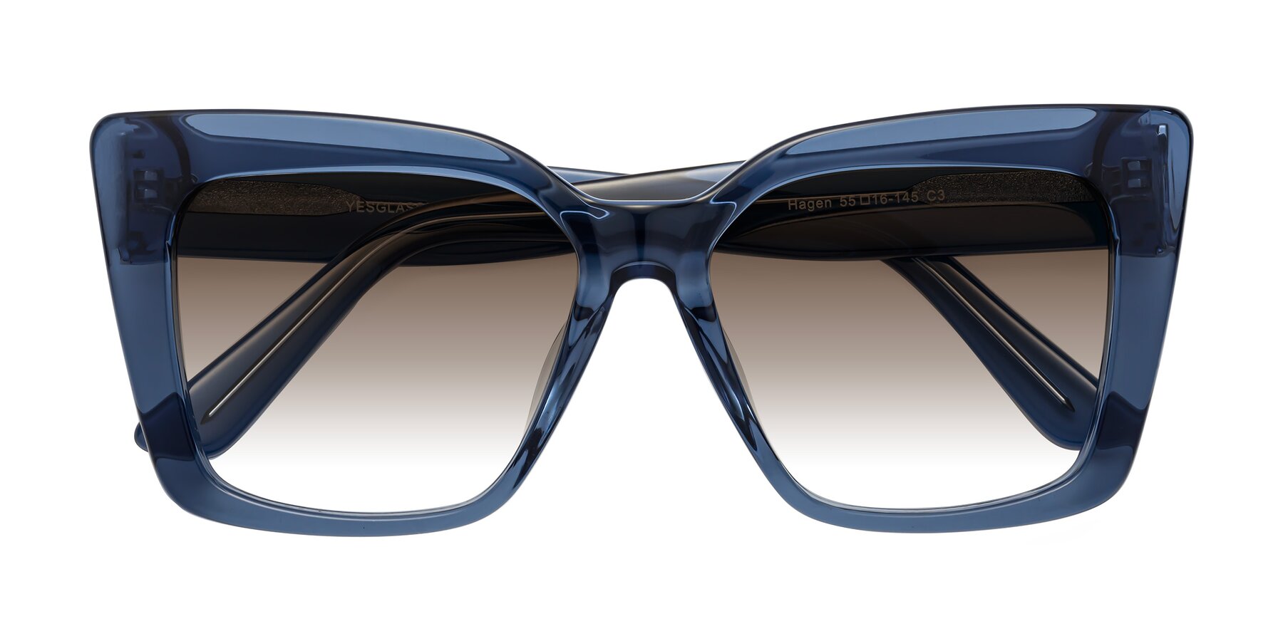 Folded Front of Hagen in Translucent Blue with Brown Gradient Lenses