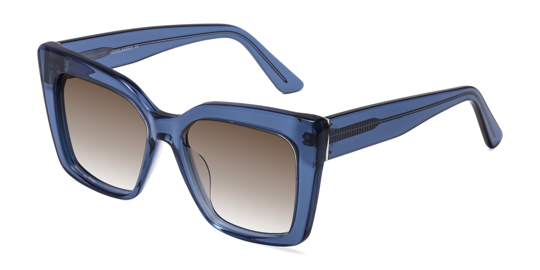 Angle of Hagen in Translucent Blue with Brown Gradient Lenses