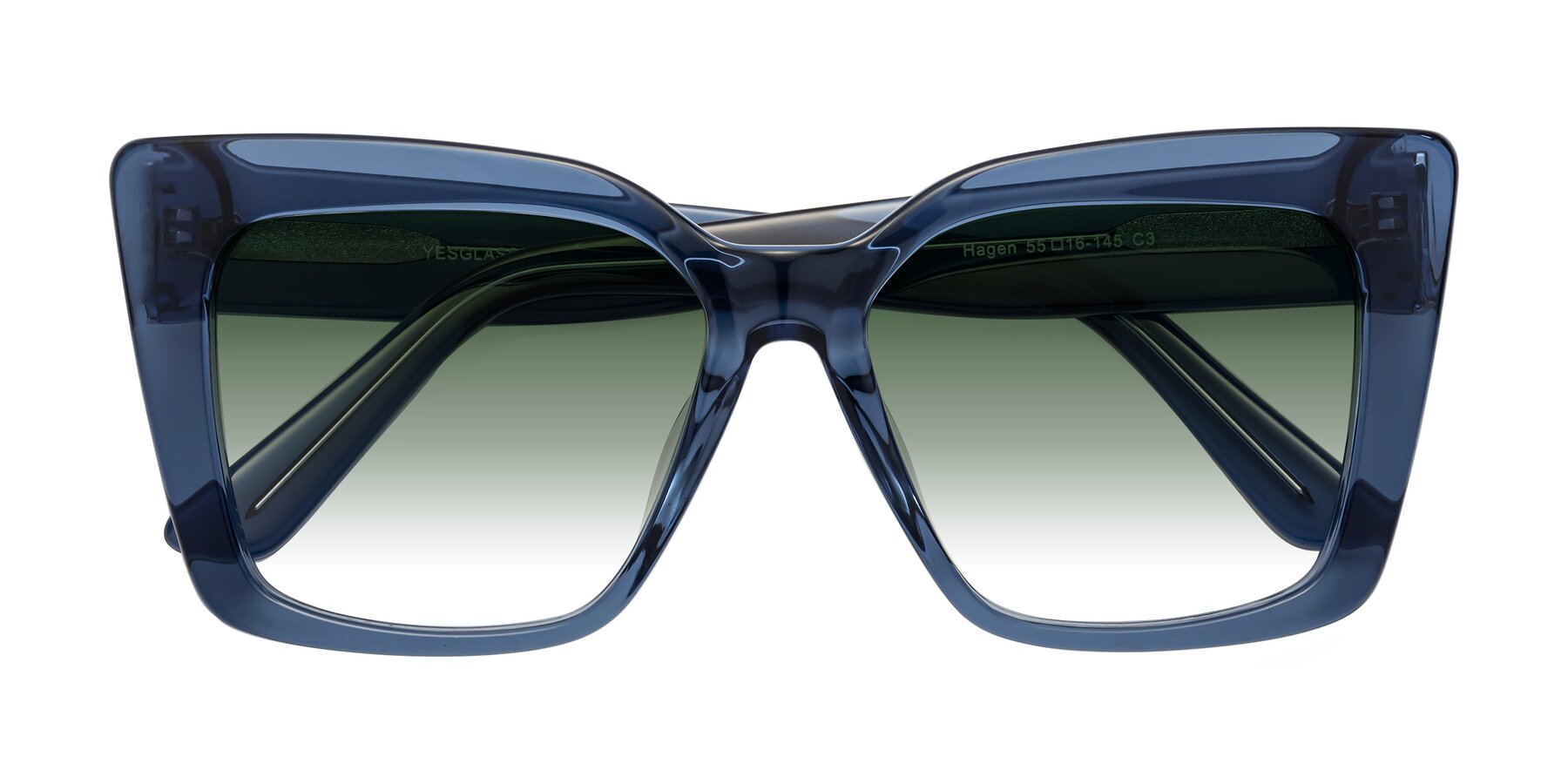 Folded Front of Hagen in Translucent Blue with Green Gradient Lenses