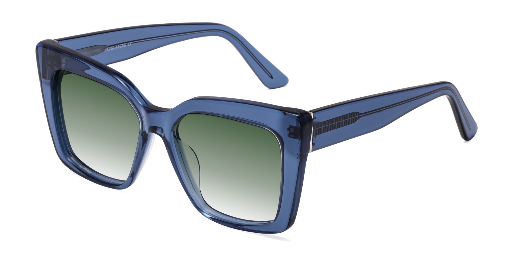 Angle of Hagen in Translucent Blue with Green Gradient Lenses
