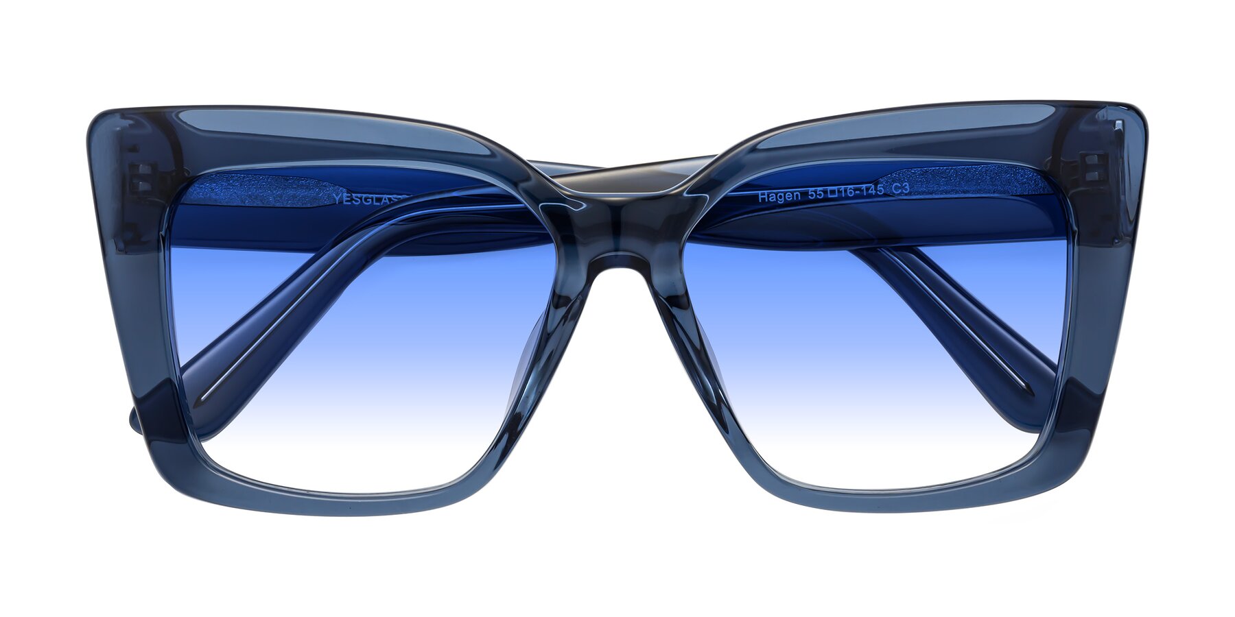 Folded Front of Hagen in Translucent Blue with Blue Gradient Lenses