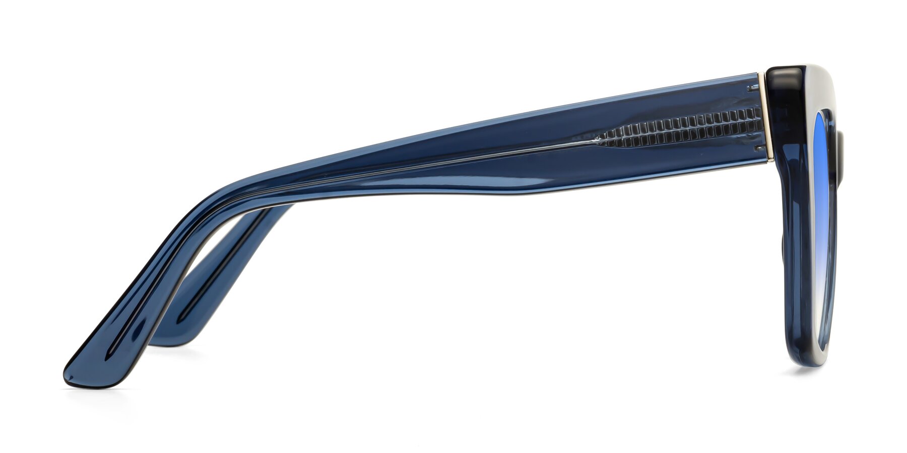 Side of Hagen in Translucent Blue with Blue Gradient Lenses