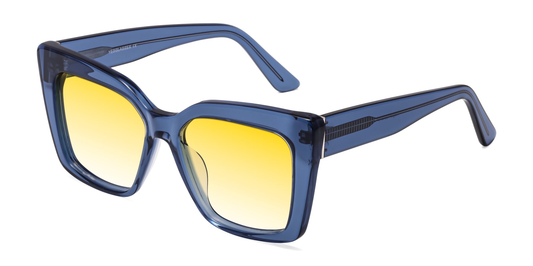 Angle of Hagen in Translucent Blue with Yellow Gradient Lenses