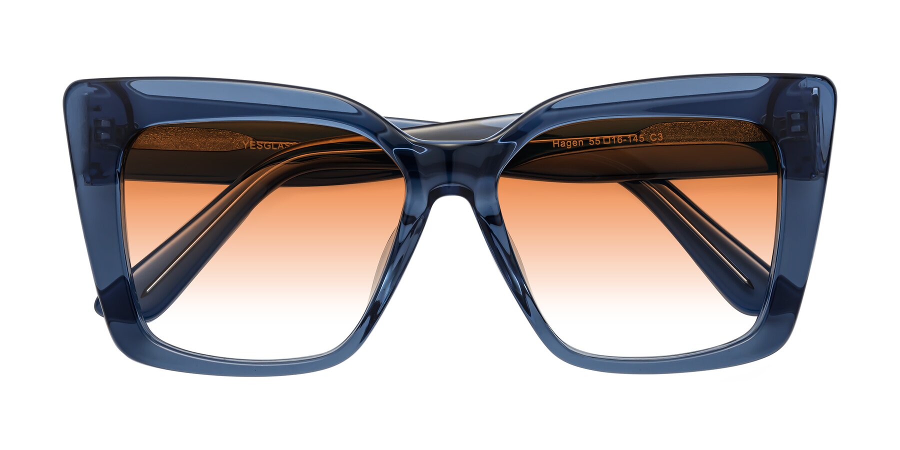 Folded Front of Hagen in Translucent Blue with Orange Gradient Lenses