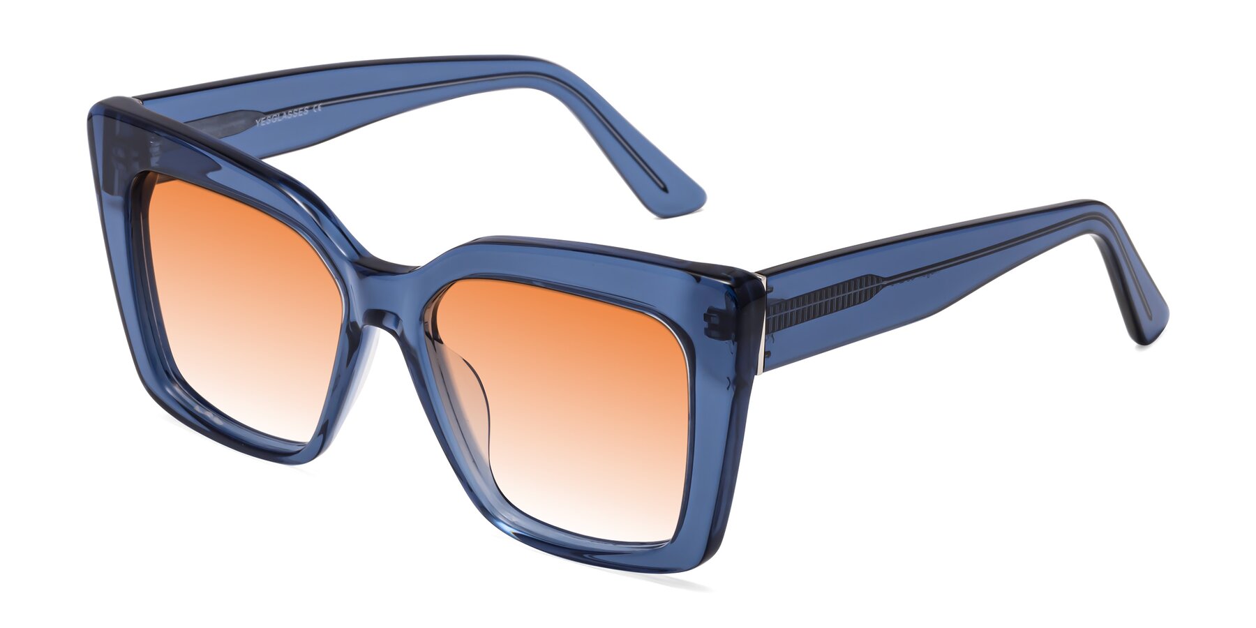 Angle of Hagen in Translucent Blue with Orange Gradient Lenses