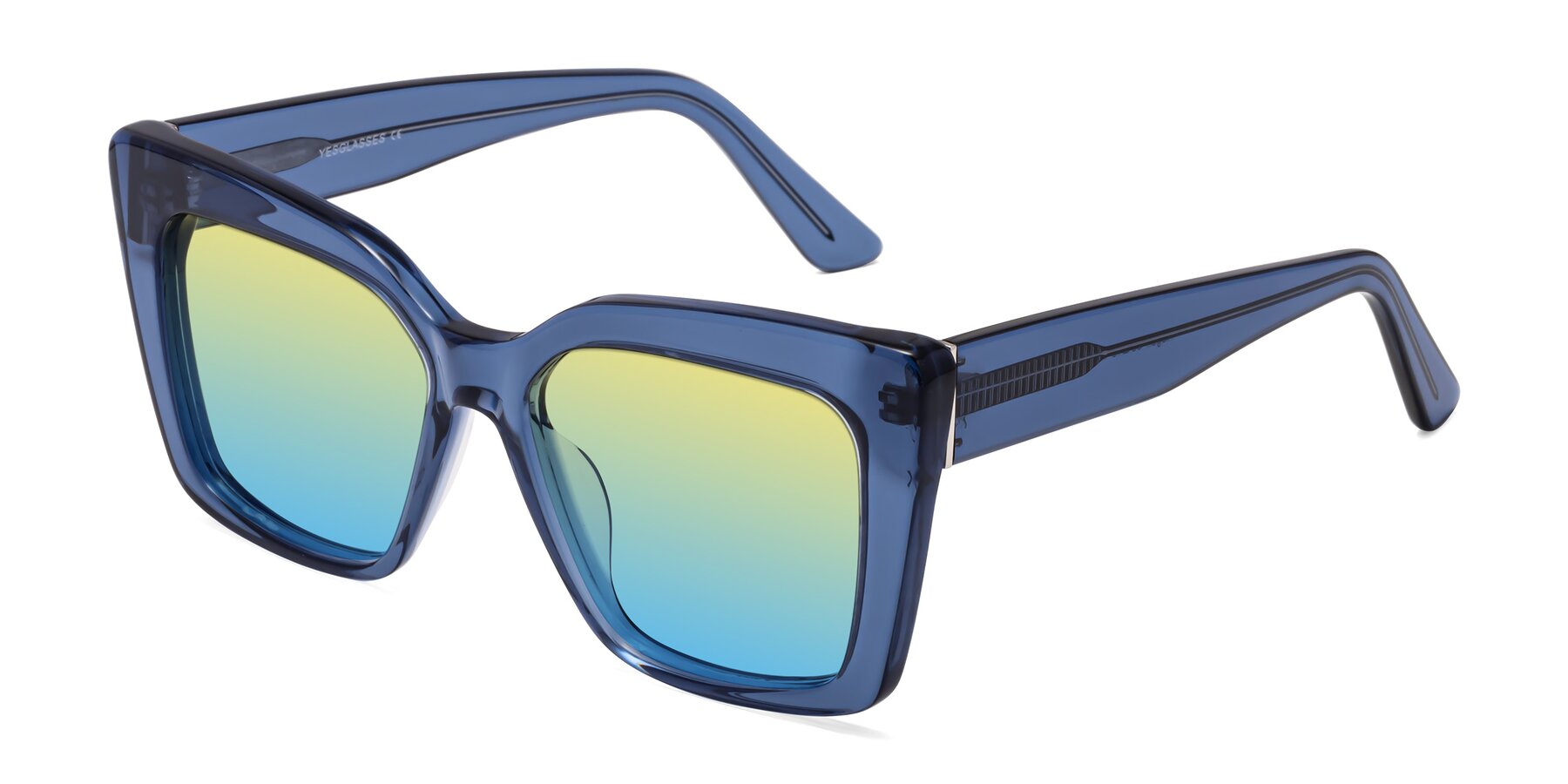 Angle of Hagen in Translucent Blue with Yellow / Blue Gradient Lenses