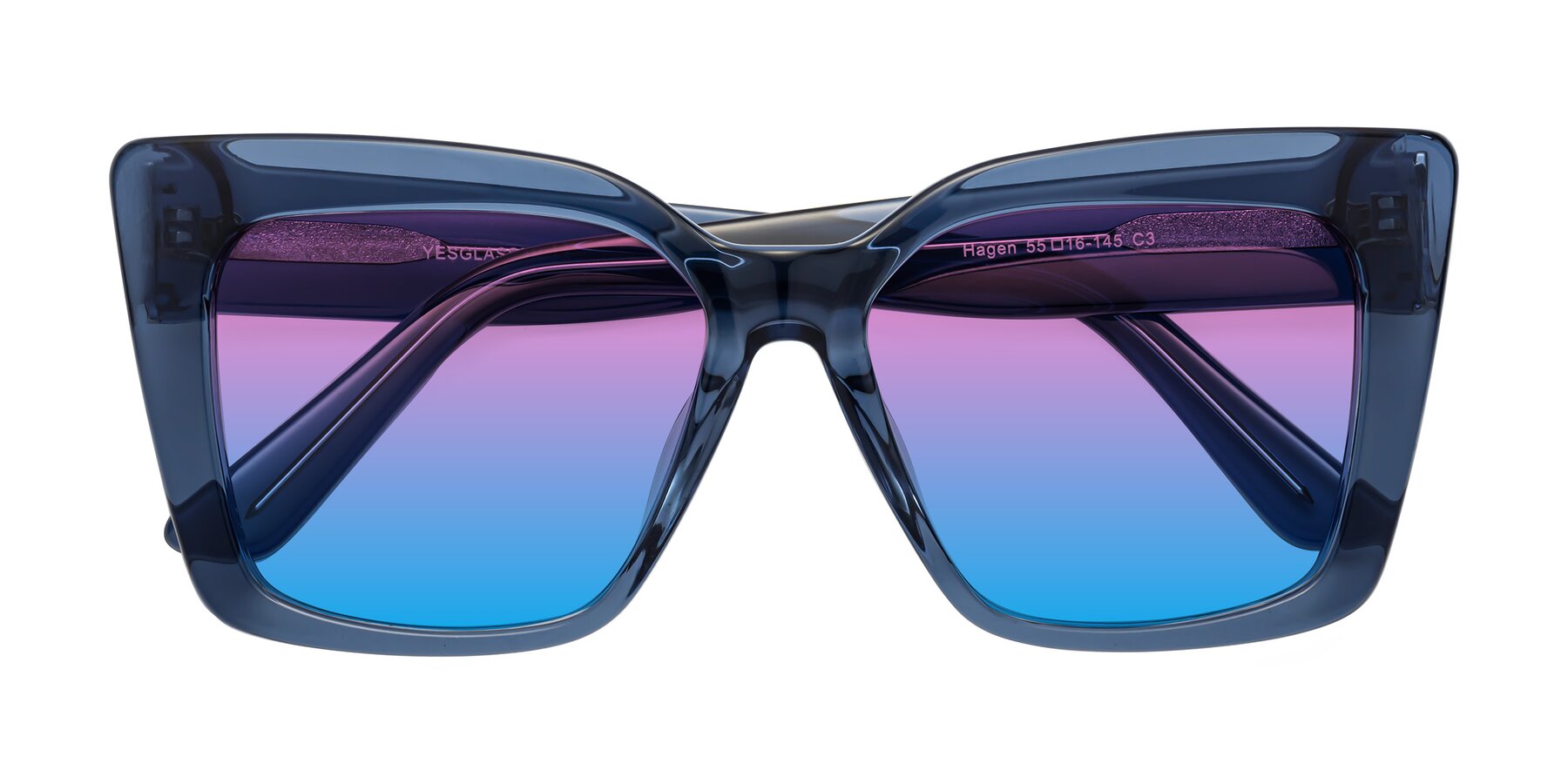 Folded Front of Hagen in Translucent Blue with Pink / Blue Gradient Lenses