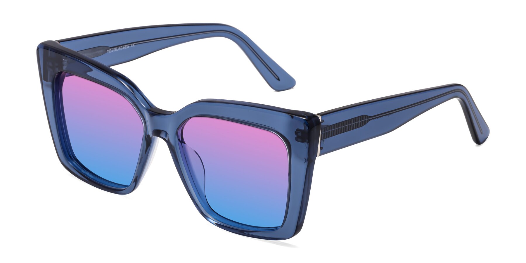Angle of Hagen in Translucent Blue with Pink / Blue Gradient Lenses