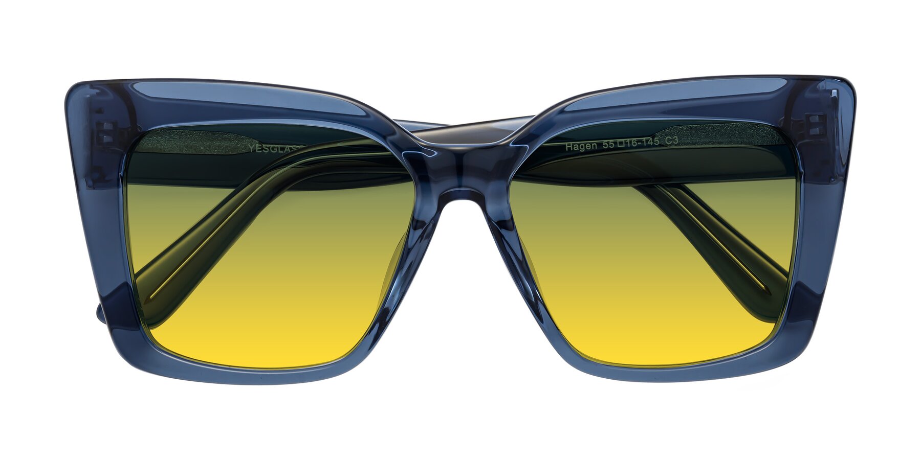 Folded Front of Hagen in Translucent Blue with Green / Yellow Gradient Lenses