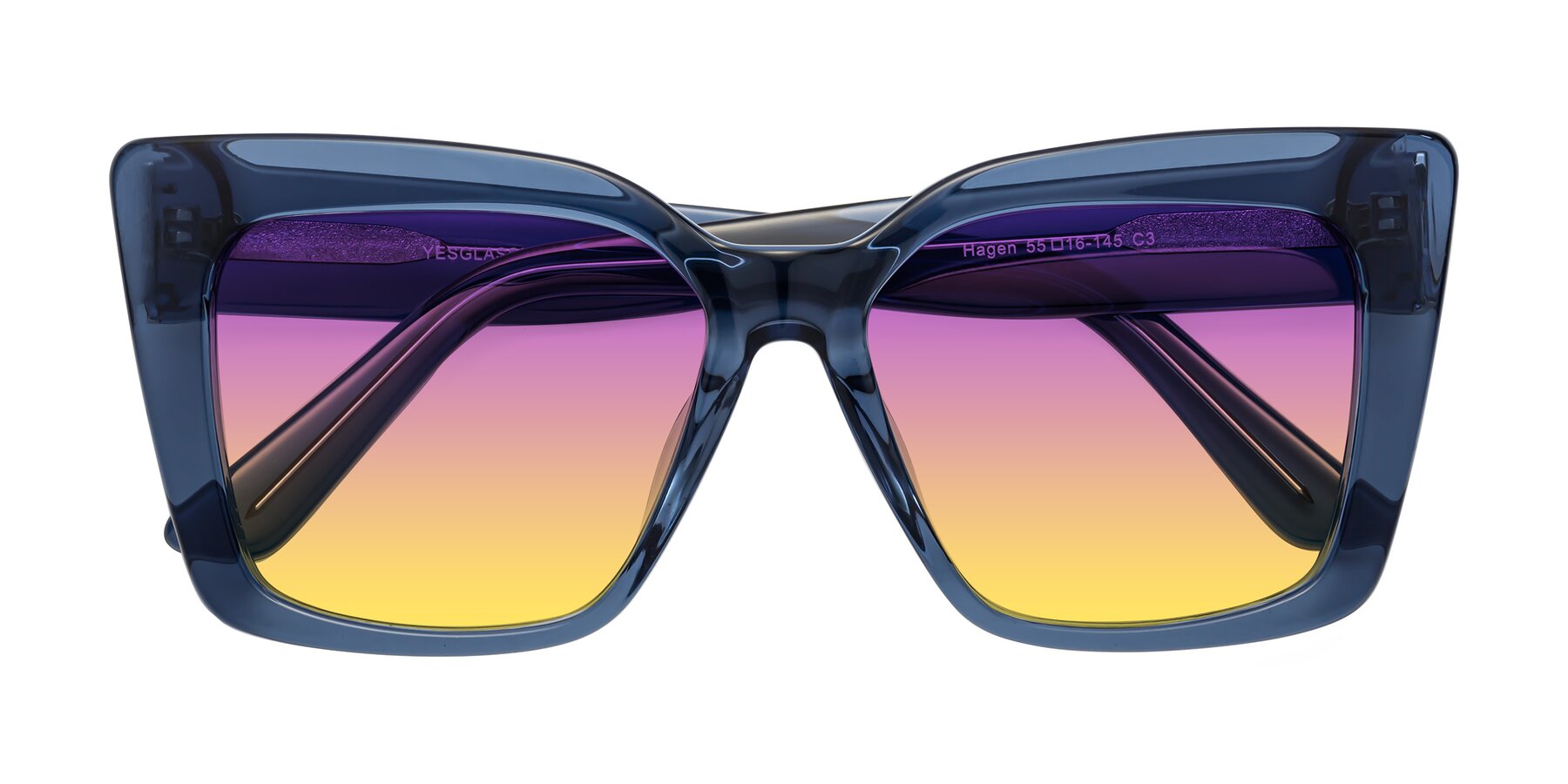 Folded Front of Hagen in Translucent Blue with Purple / Yellow Gradient Lenses