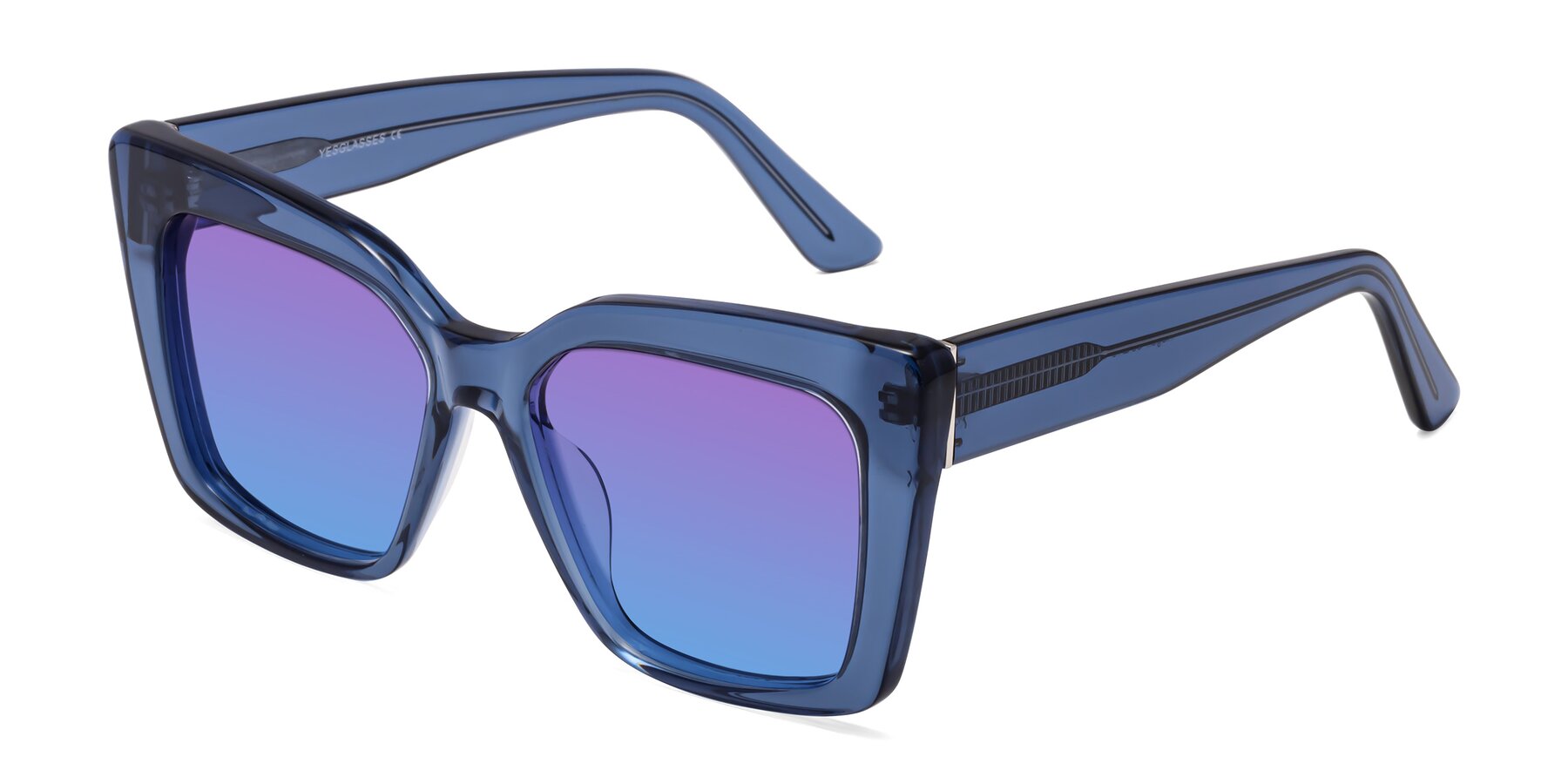 Angle of Hagen in Translucent Blue with Purple / Blue Gradient Lenses
