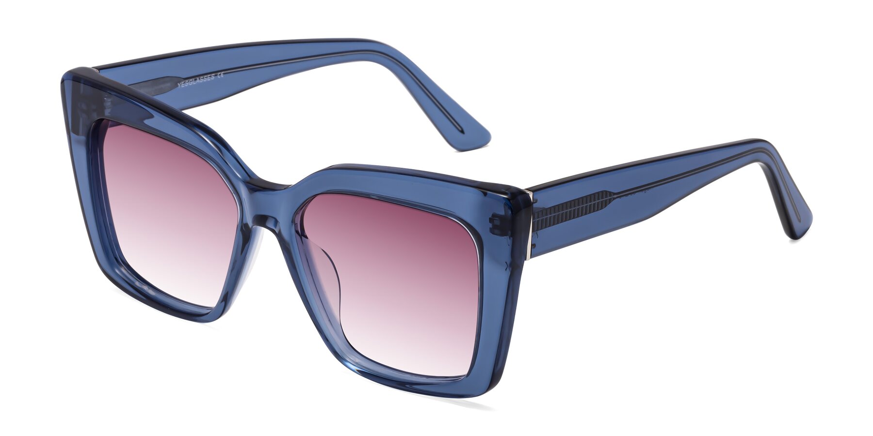 Angle of Hagen in Translucent Blue with Wine Gradient Lenses