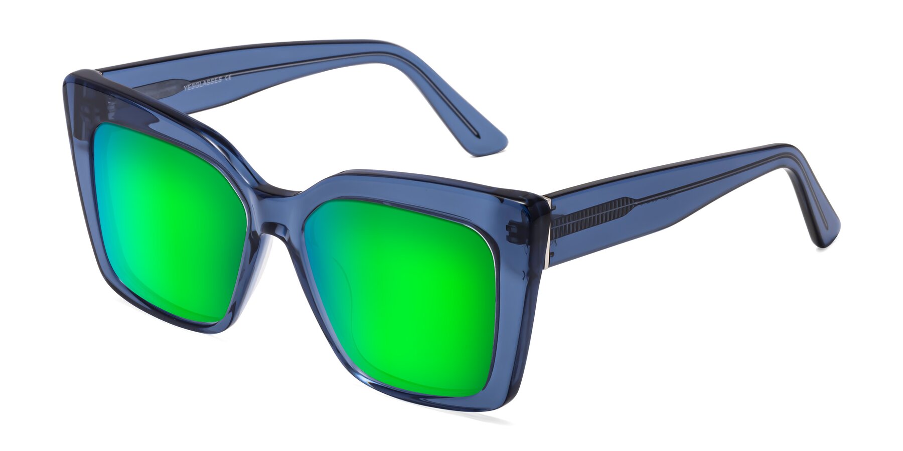 Angle of Hagen in Translucent Blue with Green Mirrored Lenses
