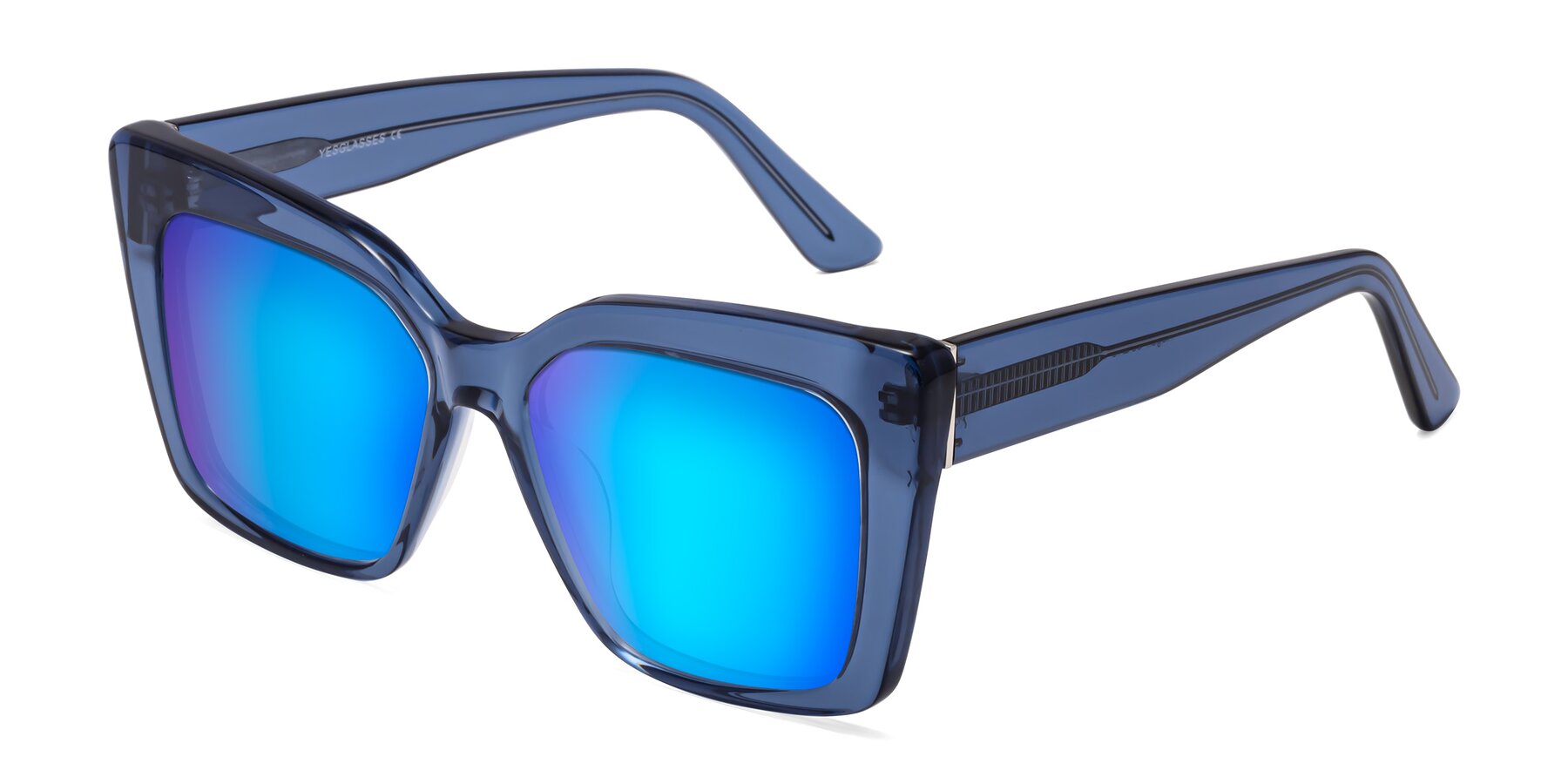Angle of Hagen in Translucent Blue with Blue Mirrored Lenses