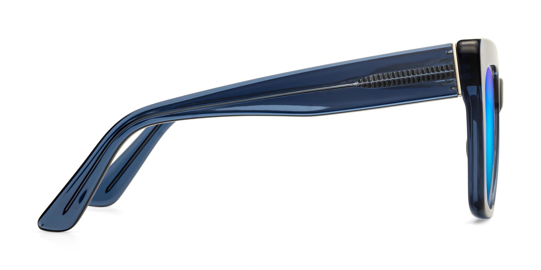 Side of Hagen in Translucent Blue with Blue Mirrored Lenses
