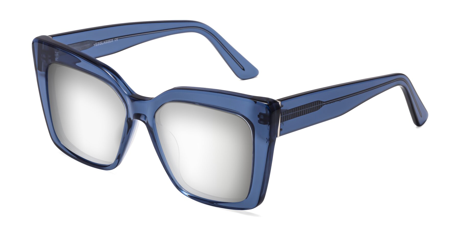 Angle of Hagen in Translucent Blue with Silver Mirrored Lenses