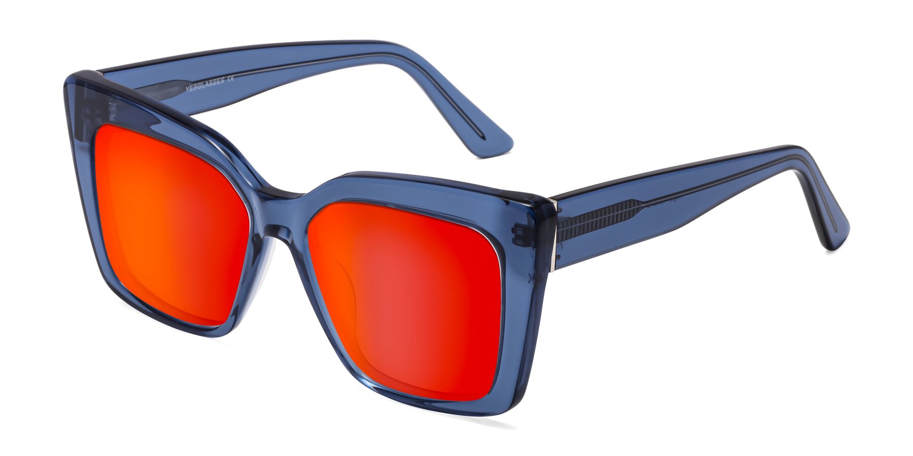 Angle of Hagen in Translucent Blue with Red Gold Mirrored Lenses