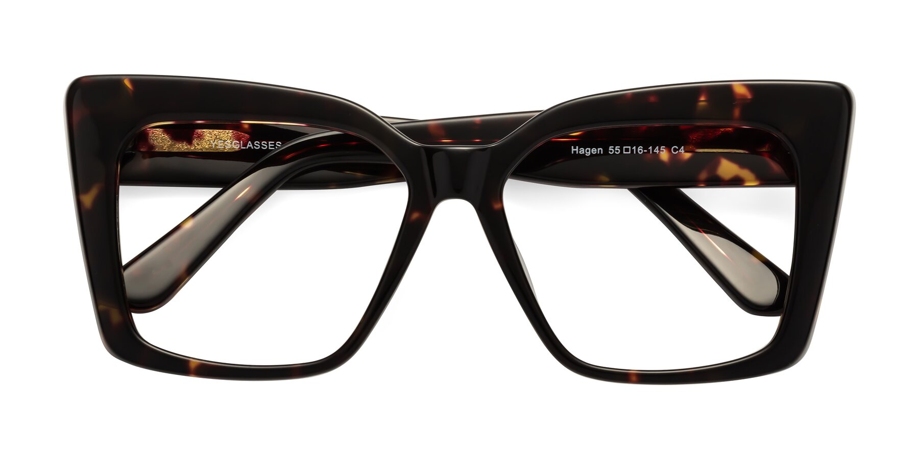 Folded Front of Hagen in Tortoise with Clear Eyeglass Lenses