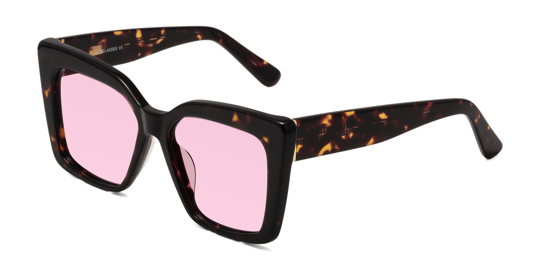 Angle of Hagen in Tortoise with Light Pink Tinted Lenses