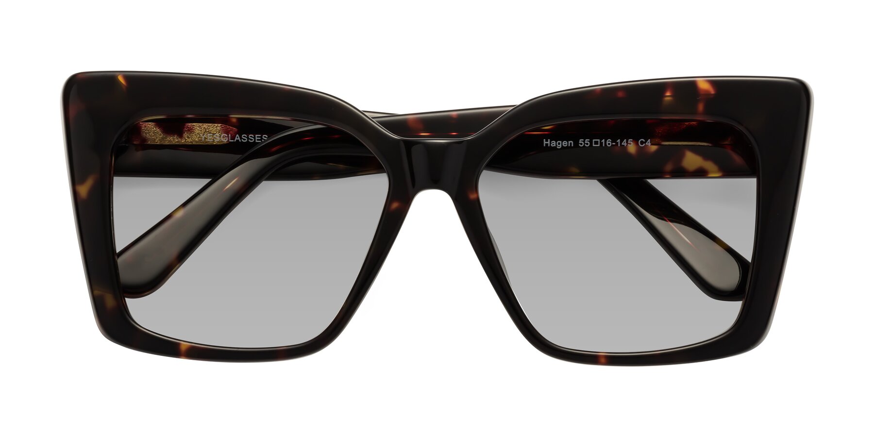 Folded Front of Hagen in Tortoise with Light Gray Tinted Lenses