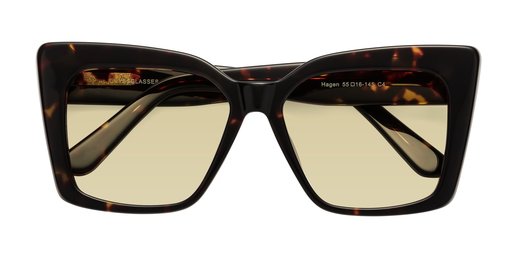 Folded Front of Hagen in Tortoise with Light Champagne Tinted Lenses