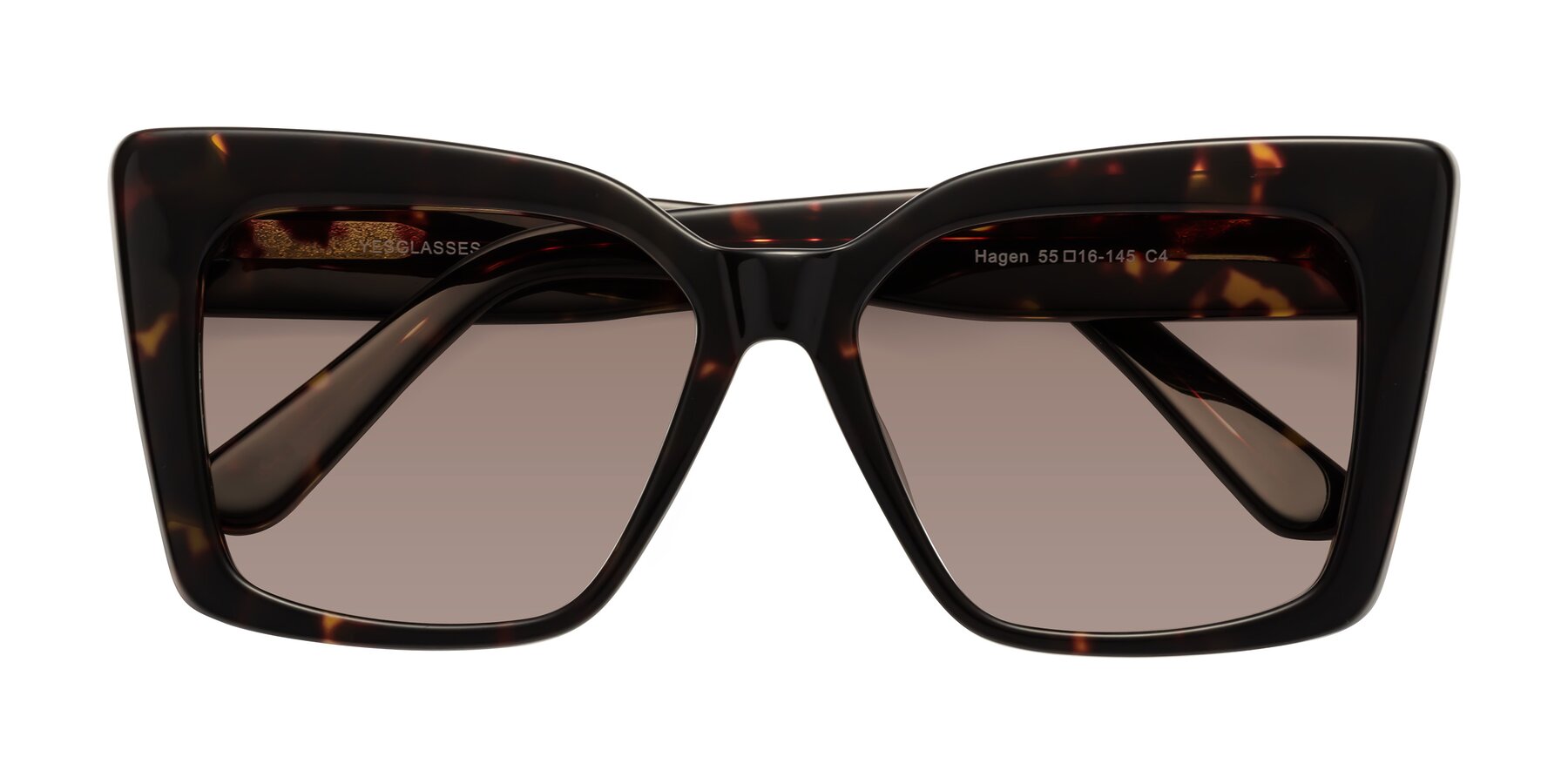 Folded Front of Hagen in Tortoise with Medium Brown Tinted Lenses