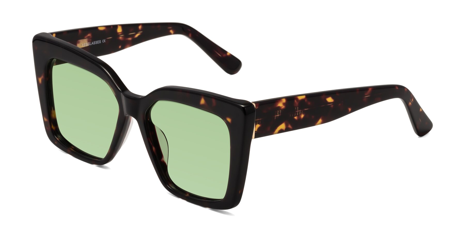 Angle of Hagen in Tortoise with Medium Green Tinted Lenses