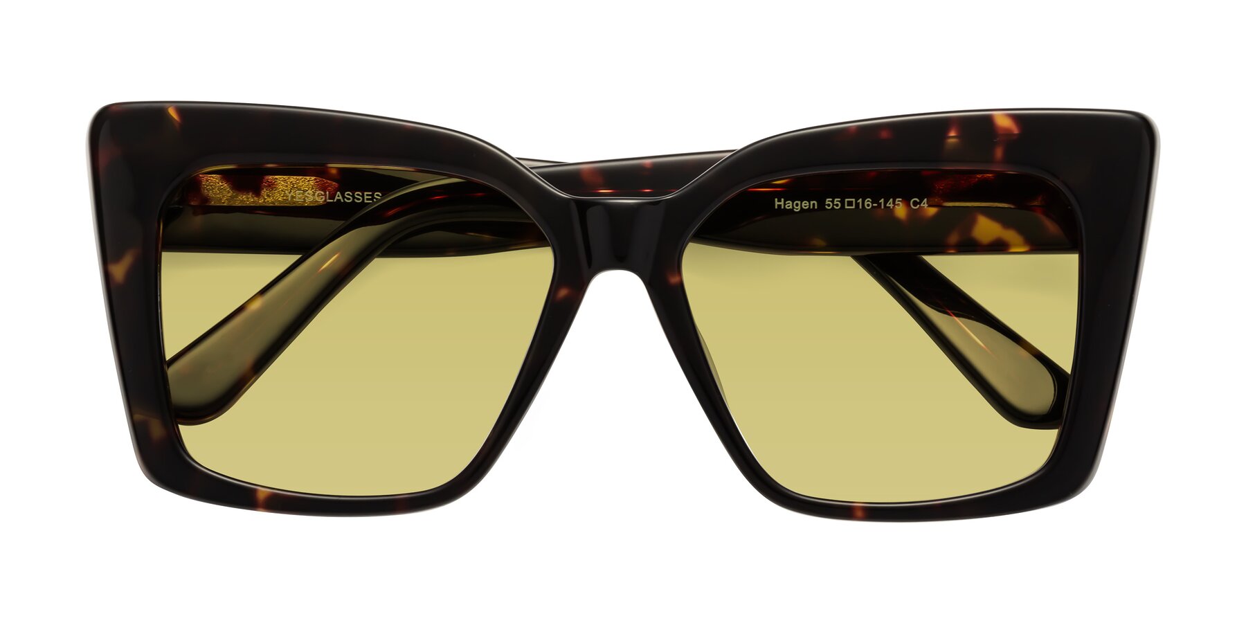 Folded Front of Hagen in Tortoise with Medium Champagne Tinted Lenses