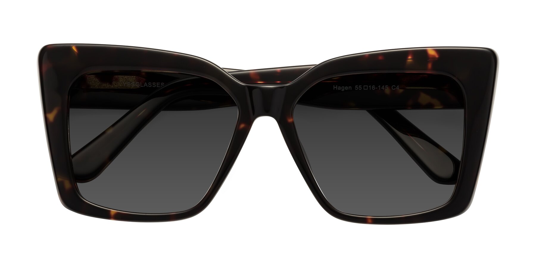 Folded Front of Hagen in Tortoise with Gray Tinted Lenses