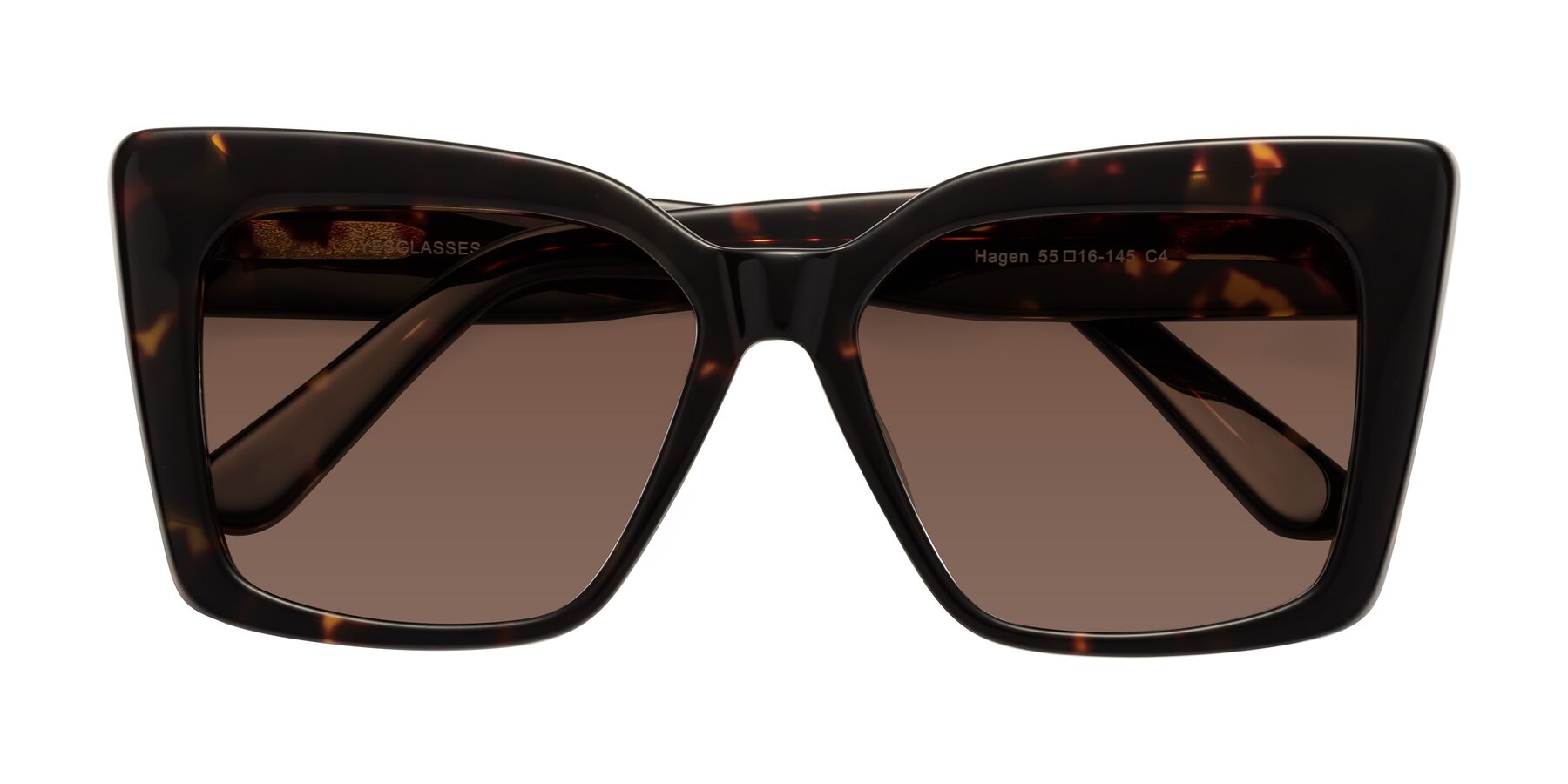 Folded Front of Hagen in Tortoise with Brown Tinted Lenses