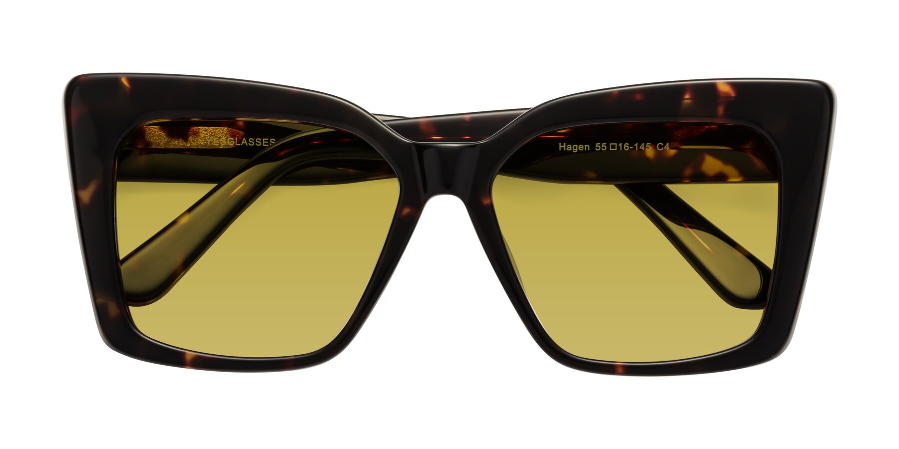 Folded Front of Hagen in Tortoise with Champagne Tinted Lenses