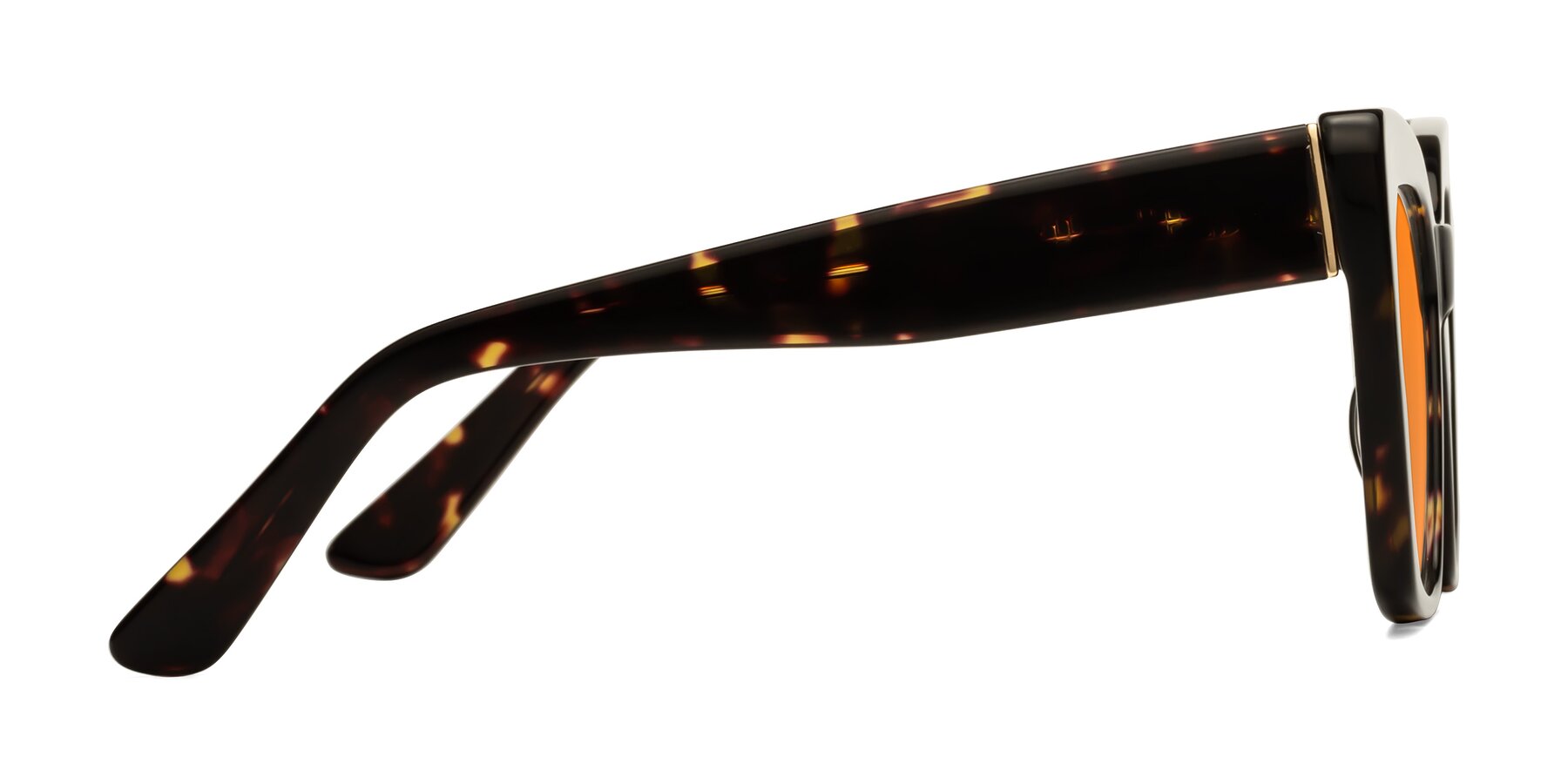 Side of Hagen in Tortoise with Orange Tinted Lenses