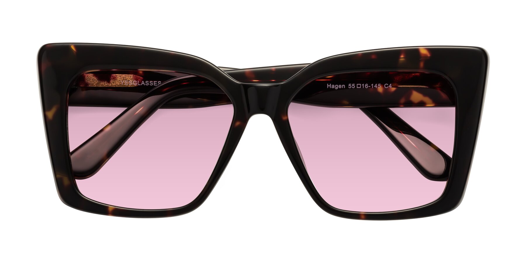 Folded Front of Hagen in Tortoise with Light Wine Tinted Lenses