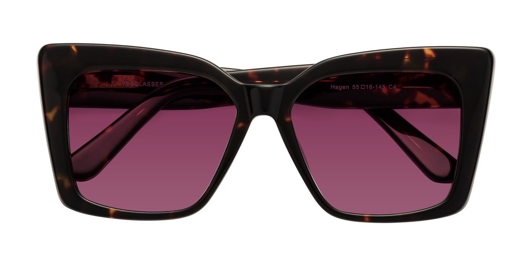 Folded Front of Hagen in Tortoise with Wine Tinted Lenses