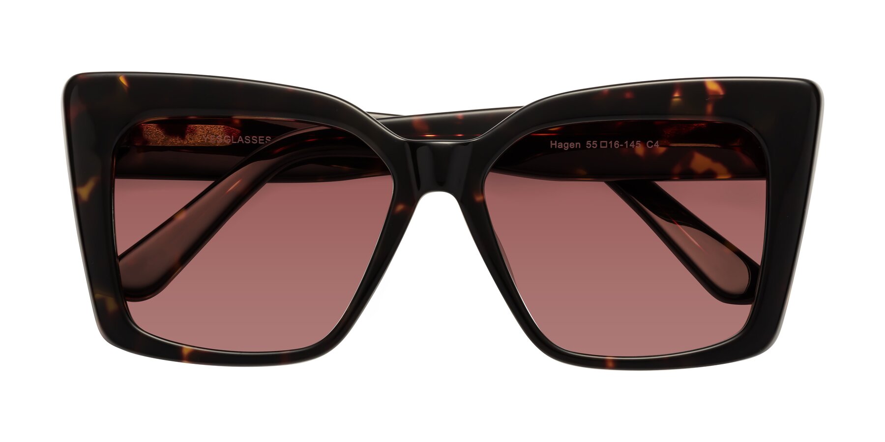 Folded Front of Hagen in Tortoise with Garnet Tinted Lenses