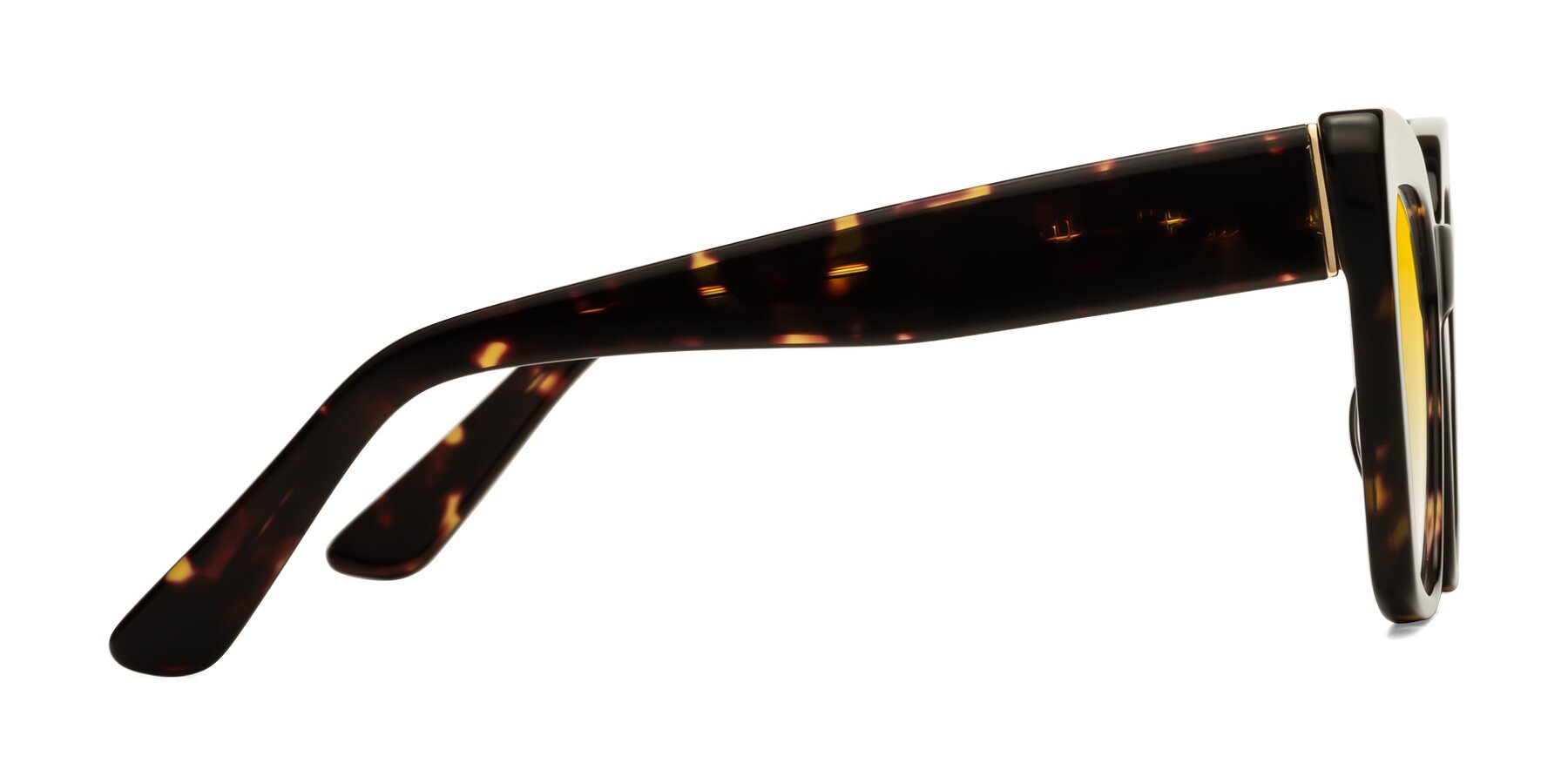 Side of Hagen in Tortoise with Yellow Gradient Lenses