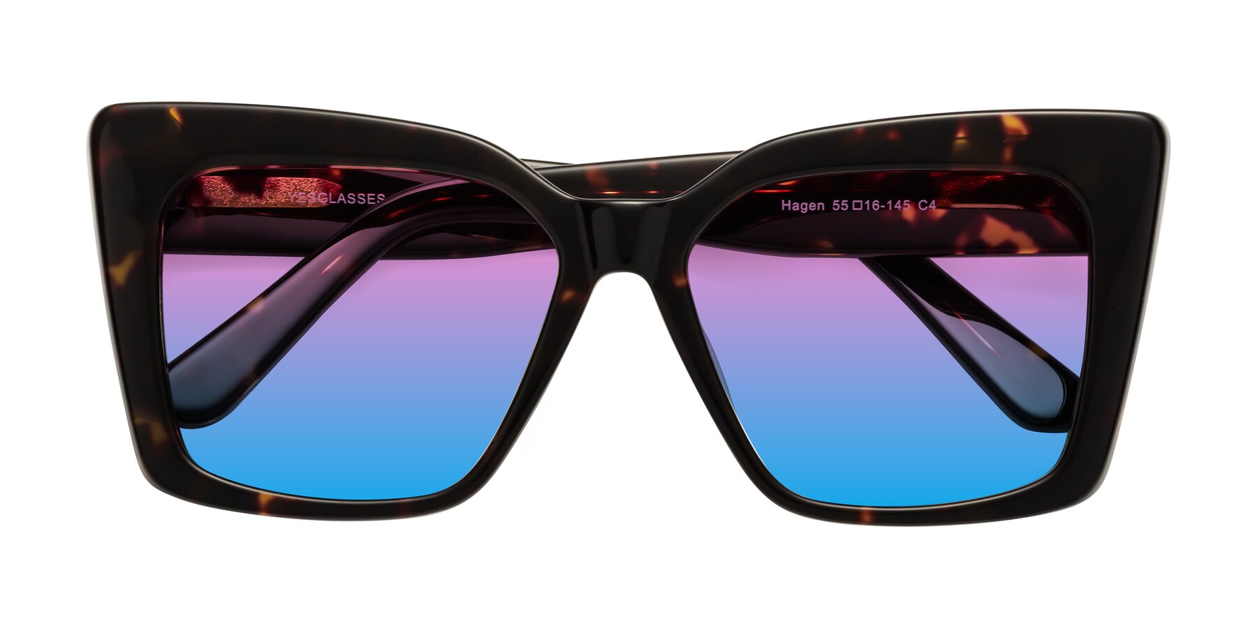 Folded Front of Hagen in Tortoise with Pink / Blue Gradient Lenses