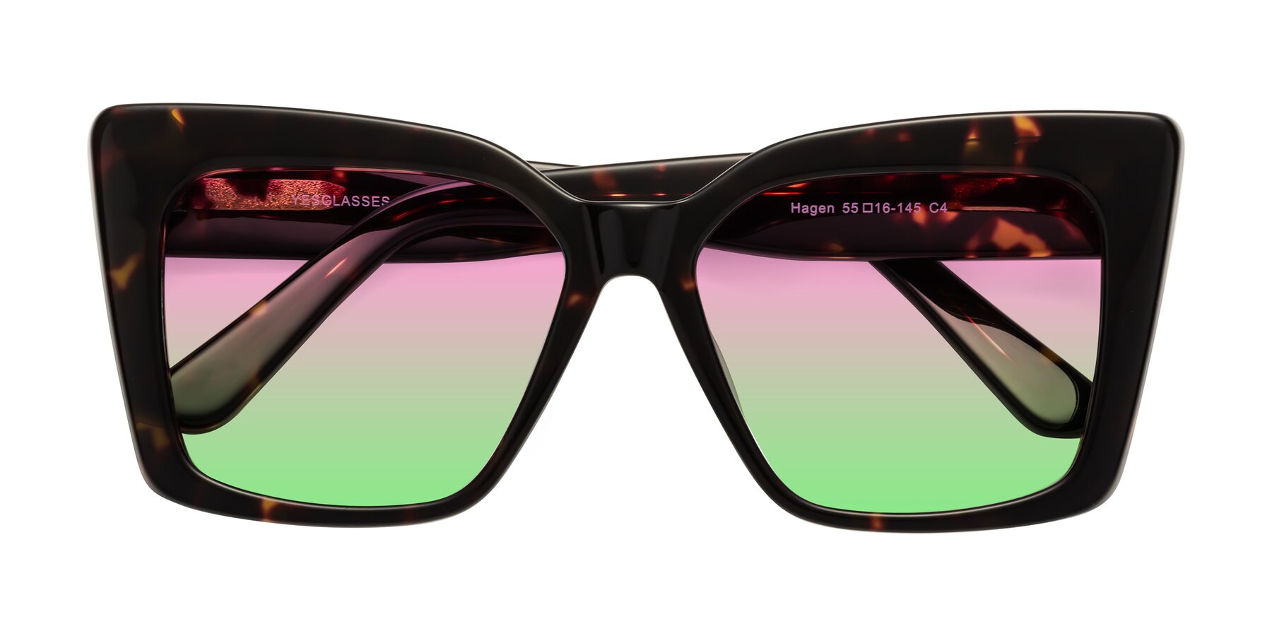 Folded Front of Hagen in Tortoise with Pink / Green Gradient Lenses