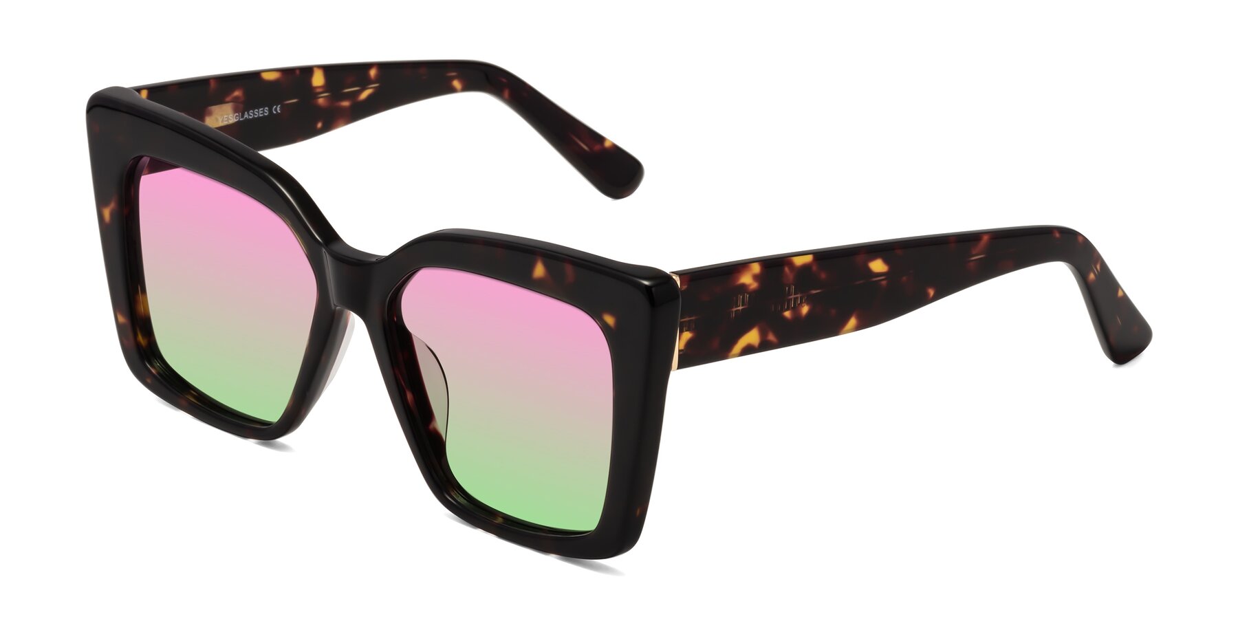 Angle of Hagen in Tortoise with Pink / Green Gradient Lenses