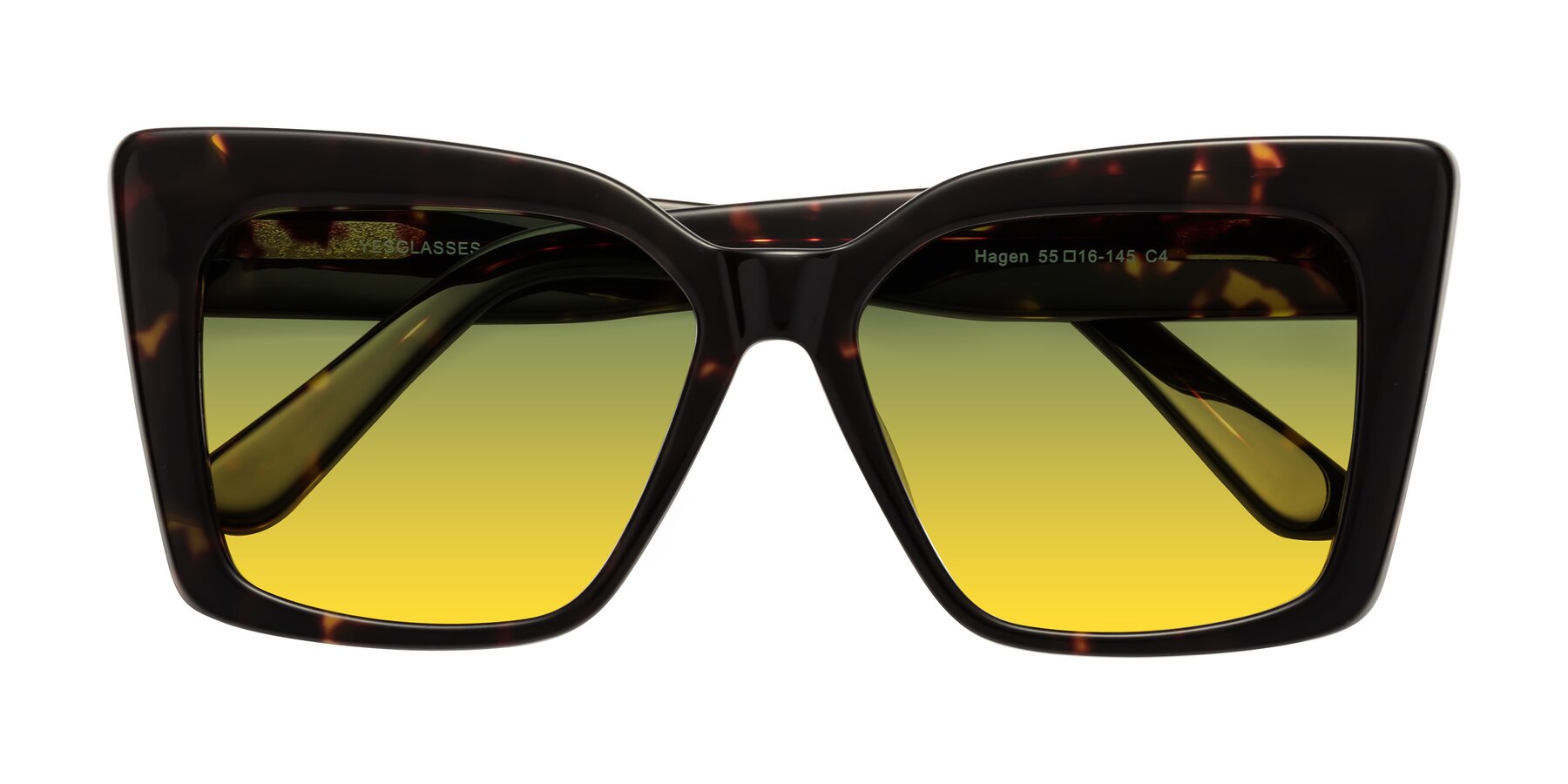 Folded Front of Hagen in Tortoise with Green / Yellow Gradient Lenses