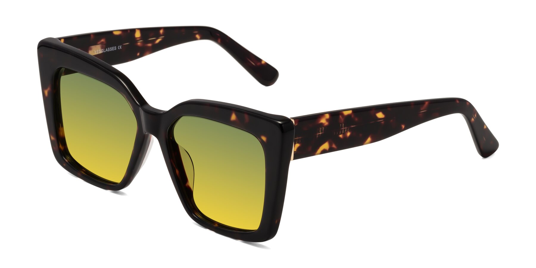 Angle of Hagen in Tortoise with Green / Yellow Gradient Lenses