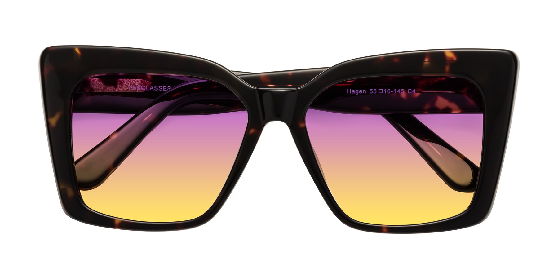 Folded Front of Hagen in Tortoise with Purple / Yellow Gradient Lenses